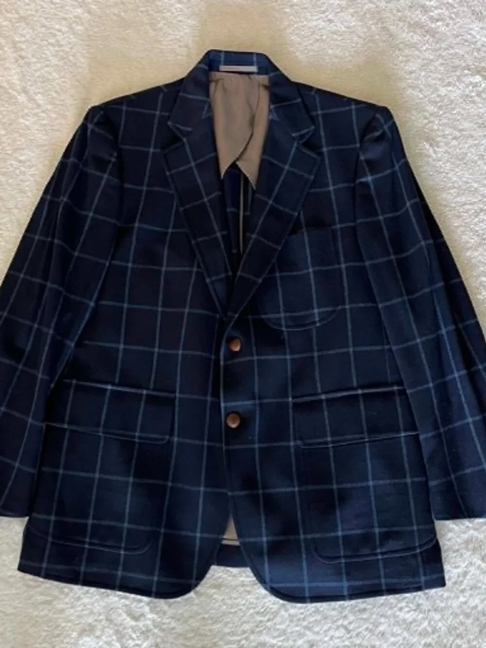 Crittenden Gentlemen's Clothing Men's Blazer Italy Made Blue Windowpana size 42R
